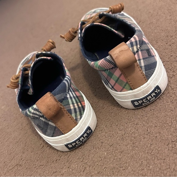7.5 Sperry Crest Vibe Women’s Plaid Shoes Blue & Pink - Picture 6 of 7